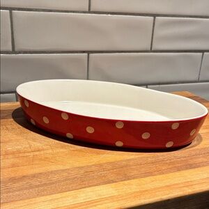 Spode Red Baking Days Oval Dish with White polka dots!